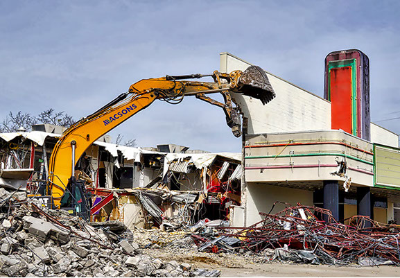 Old Cinemark Theater Heavy Demolition