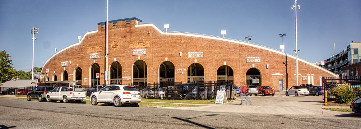 View of Foreman Field stadium, demolished by Macsons in fall 2018.
